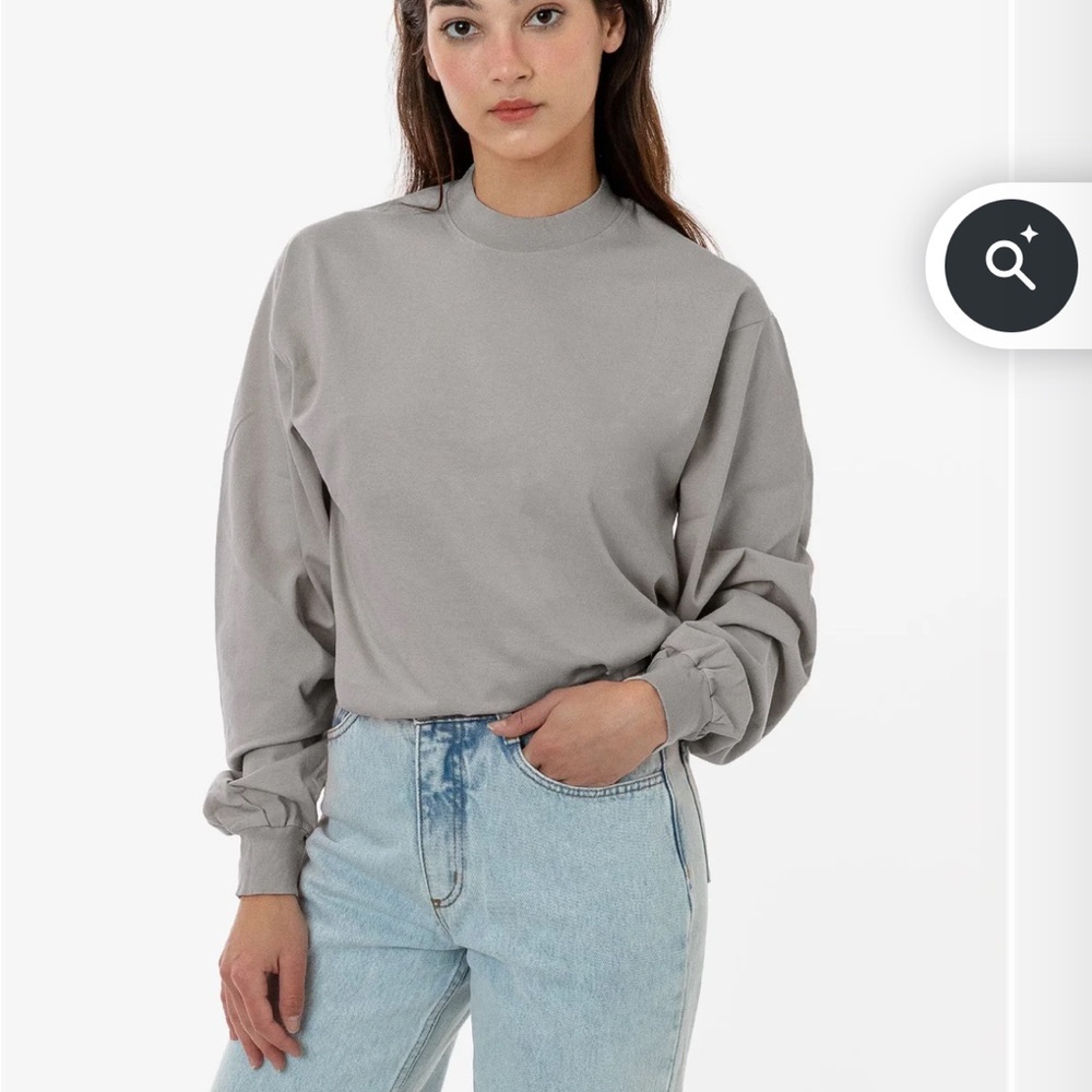 Los Angeles Apparel Gray Long Sleeve Top - silver mist grey